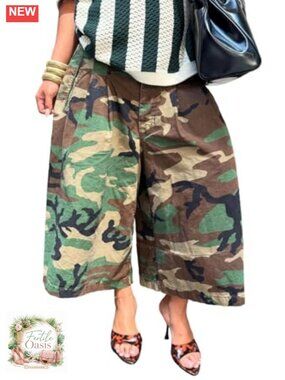 Womens Baggy Cargo Jeans Wide Leg Harem Capri Denim Pants